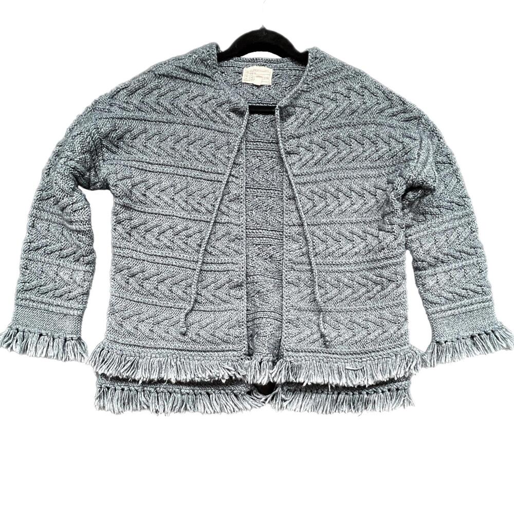 Anthropologie‎ Current/Elliott Blue Gray Knit Cardigan with Fringe Details - S
